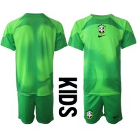 Brasilien Målvakt Replika babykläder Bortaställ Barn VM 2022 Kortärmad (+ korta byxor)